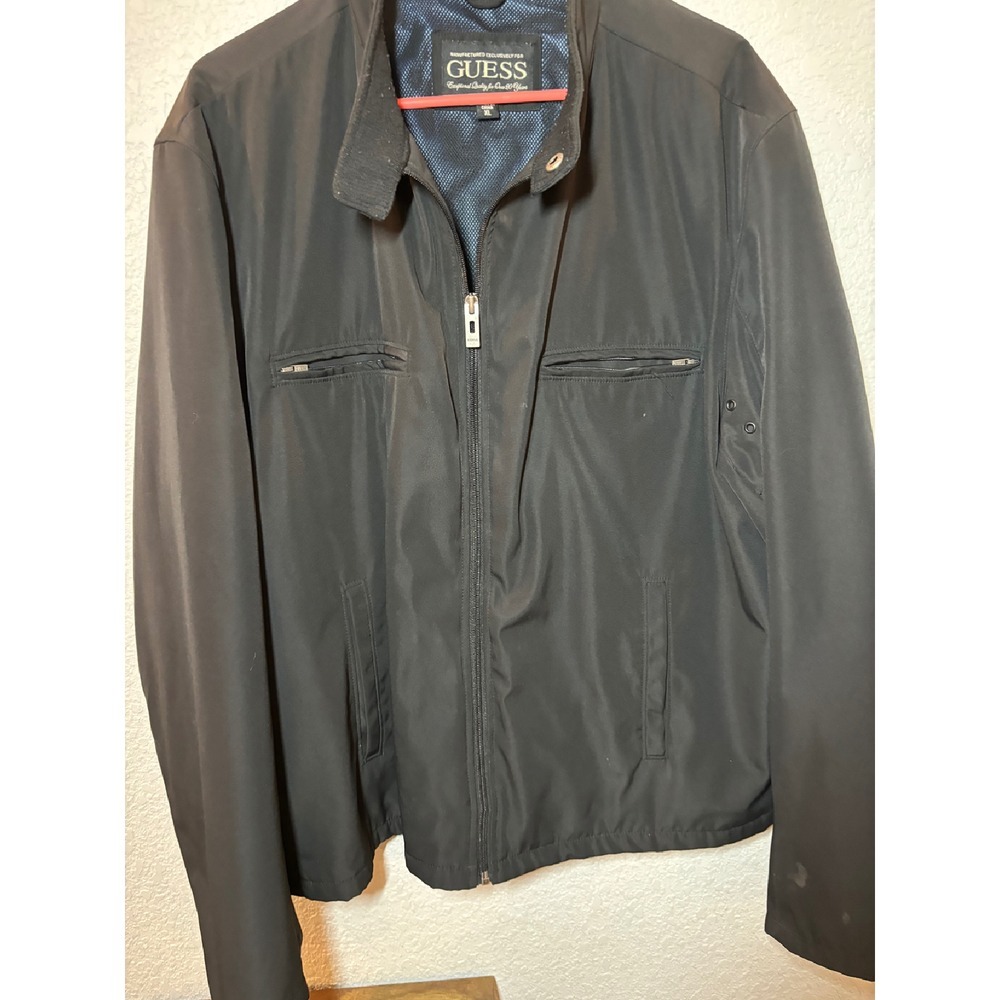 GUESS Lightweight Jacket Full Zip Windbreaker Black XL Coat